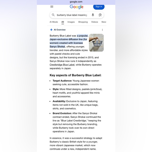 Burberry Blue Label Tote Shoulder Bag Tweed Leather Chain Strap Japan Exclusive - Picture 8 of 17